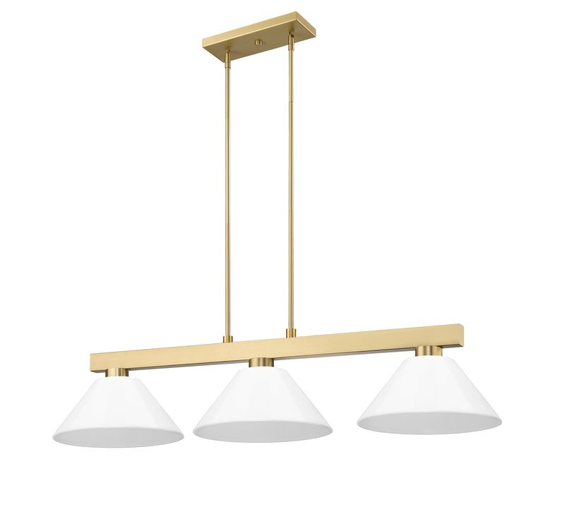 Cobalt 3 Light Billiard, Plastic Shades in Modern Gold