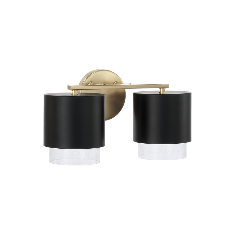 Weller 2-Light Bath Vanity Light in Matte Brass and Black