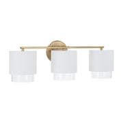 Weller 3-Light Bath Vanity Light in Matte Brass and White