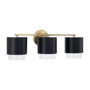 Weller 3-Light Bath Vanity Light in Matte Brass and Black