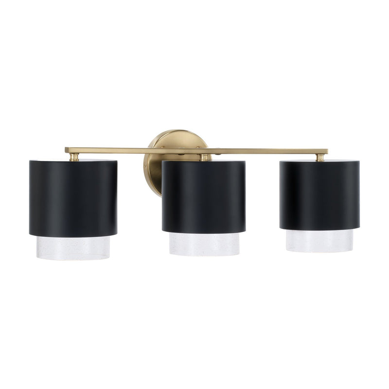 Weller 3-Light Bath Vanity Light in Matte Brass and Black