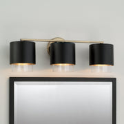 Weller 3-Light Bath Vanity Light in Matte Brass and Black