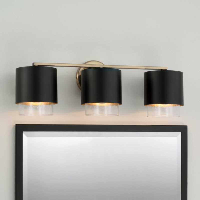 Weller 3-Light Bath Vanity Light in Matte Brass and Black