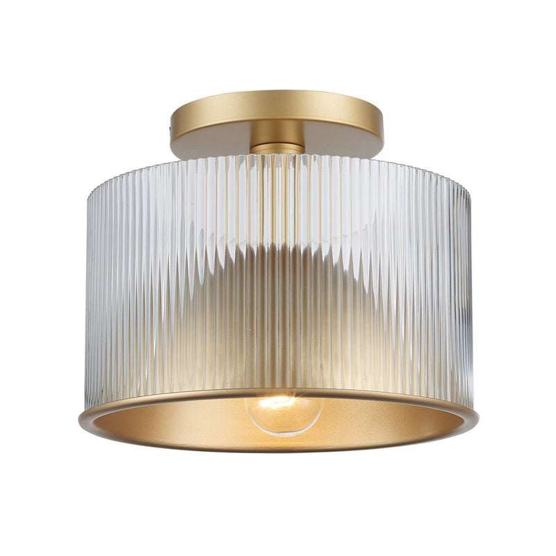 Quartz Serenade 1-Light 10.6" Semi-Flush Mount in Antique Gold