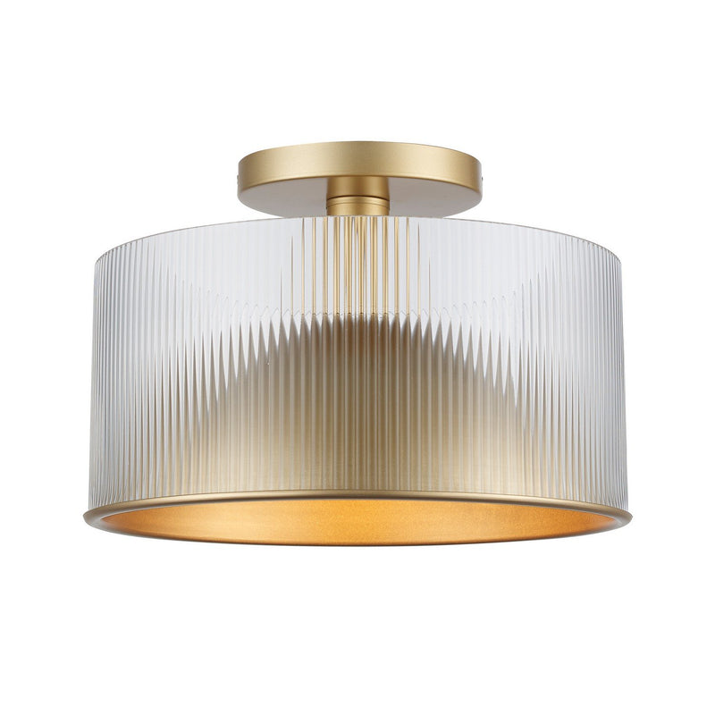 Quartz Serenade 2-Light 12.7" Semi-Flush Mount in Antique Gold