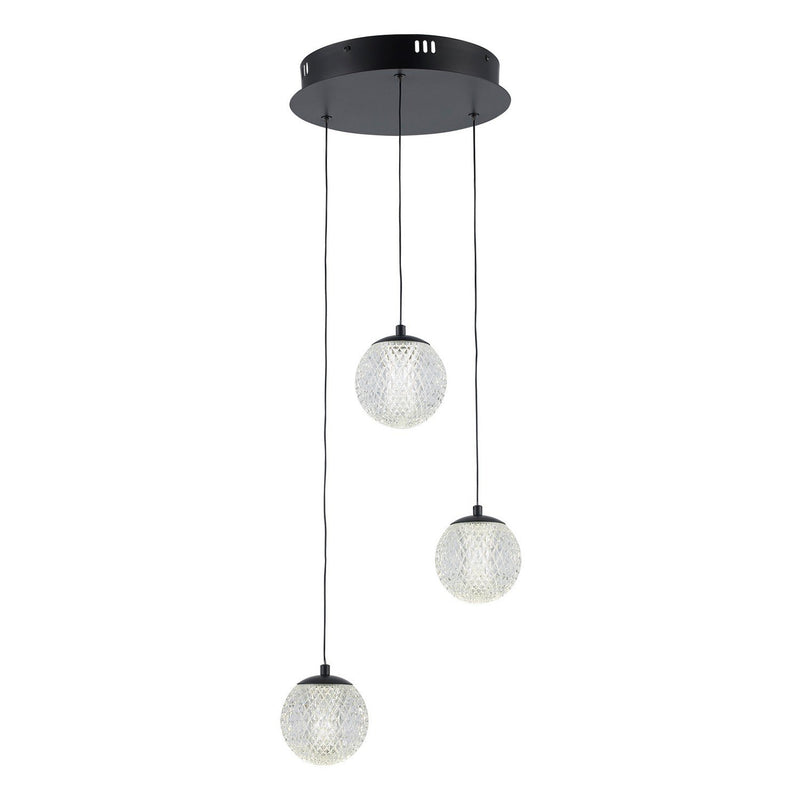 Sunburst 11" LED Cluster Pendant in Black