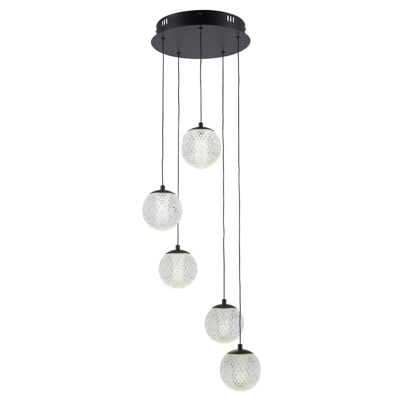 Sunburst 11" LED Foyer Pendant in Black