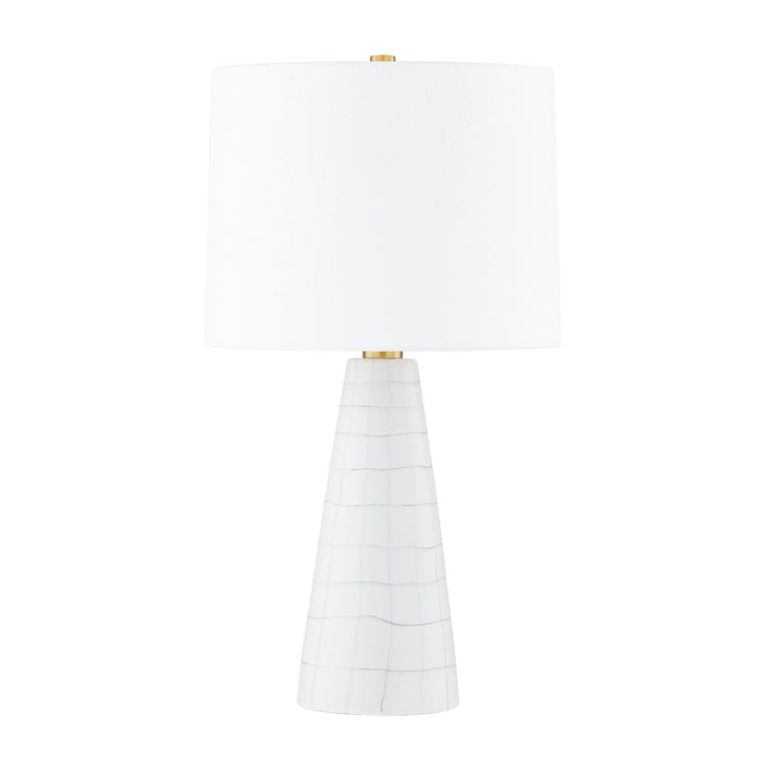 Melinda One Light Table Lamp in Aged Brass/Ceramic Satin White