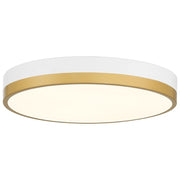 Coco LED Flush Mount in White W/antique Brushed Brass