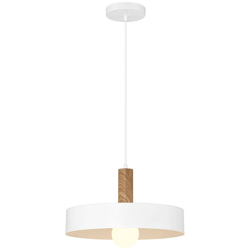 Slate One Light Pendant in White with Wood Grain