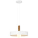 Slate One Light Pendant in White with Wood Grain