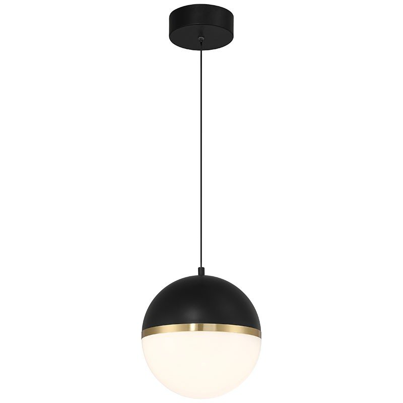 Unity LED Pendant in Black W/antique Brushed Brass