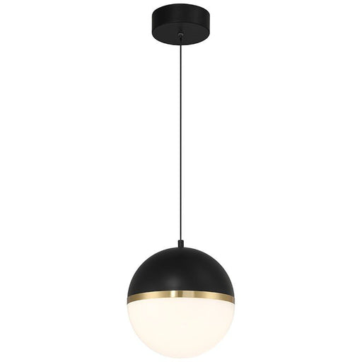Unity LED Pendant in Black W/antique Brushed Brass