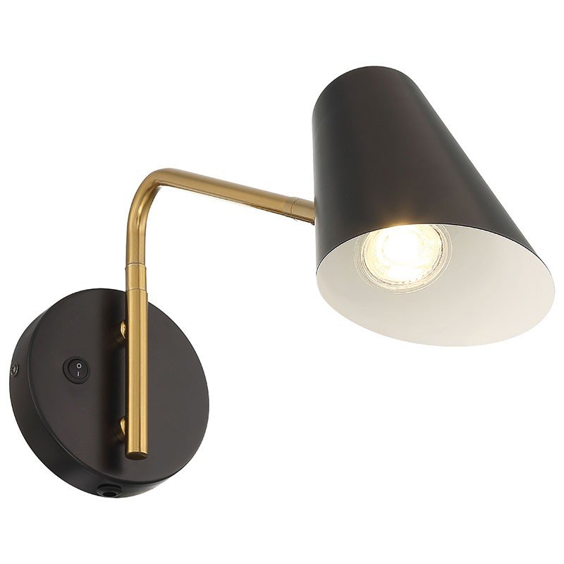 Barsa LED Reading Light in Black W/antique Brushed Brass