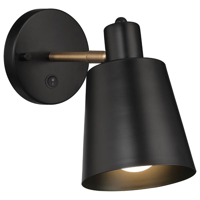 Dalton One Light Wall Sconce in Black with Antique Brushed Brass