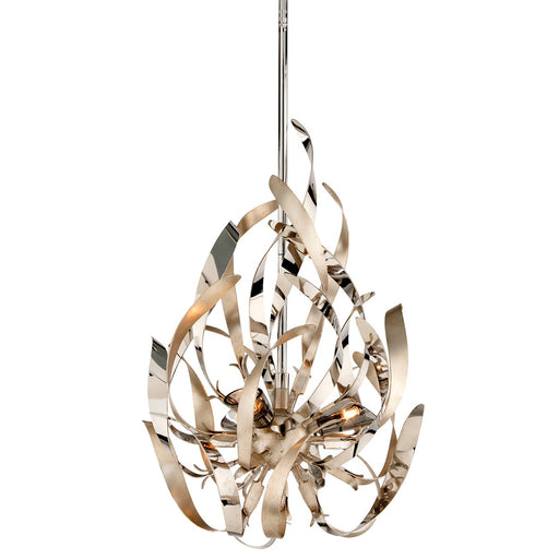Graffiti 3-Light Pendant in Silver Leaf / Stainless Steel
