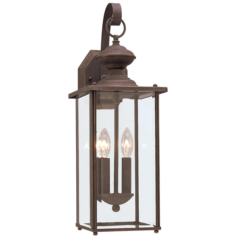 Jamestowne 2-Light Clear Beveled Outdoor Wall Lantern in Antique Bronze