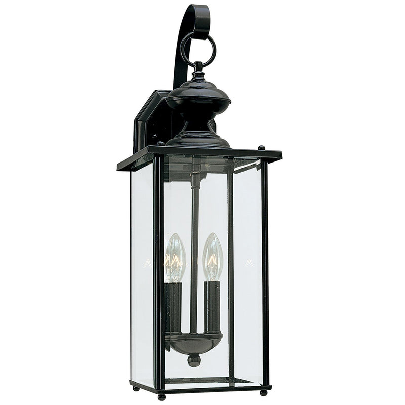 Jamestowne 2-Light Clear Beveled Outdoor Wall Lantern in Black
