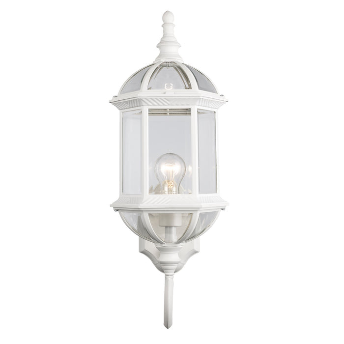 Wentworth 1-Light Wall Lantern in White with Clear Beveled Glass