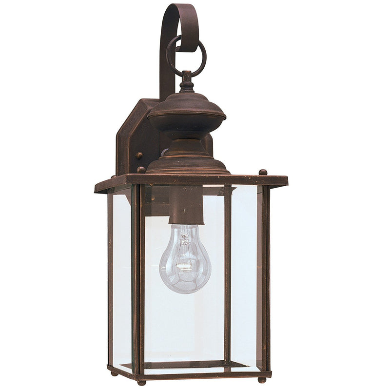 Jamestowne Large Clear Beveled Outdoor Wall Lantern in Antique Bronze