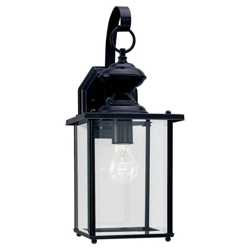 Jamestowne Large Clear Beveled Outdoor Wall Lantern in Black