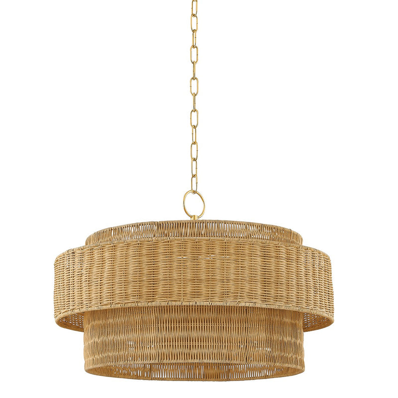 Danica Four Light Pendant in Aged Brass