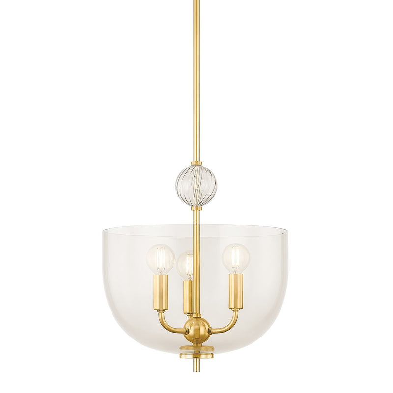 Arianne Three Light Lantern in Aged Brass