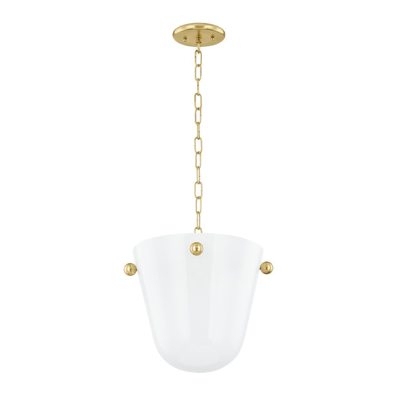 Rima One Light Pendant in Aged Brass