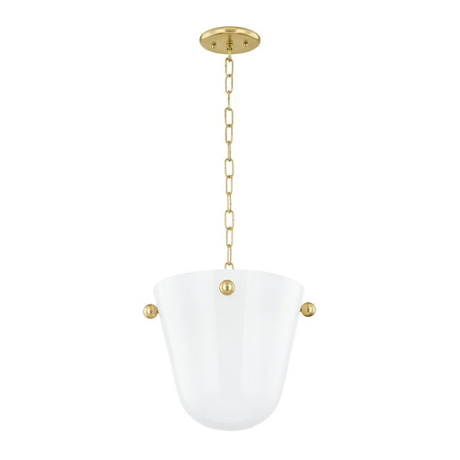 Rima One Light Pendant in Aged Brass