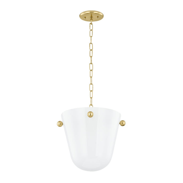 Rima One Light Pendant in Aged Brass