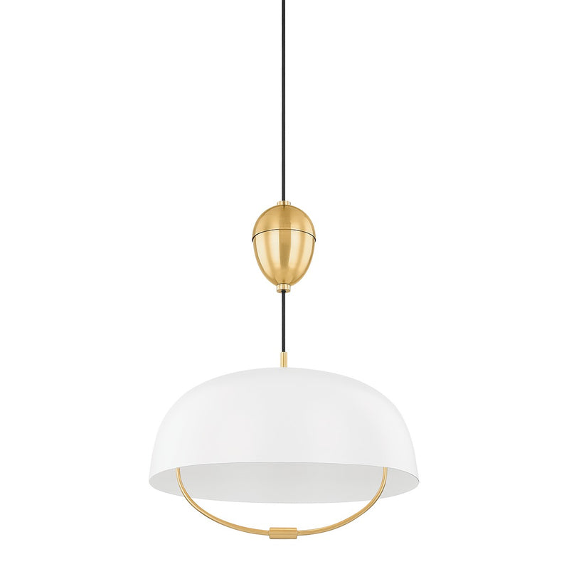 Liliana One Light Pendant in Aged Brass/Soft White