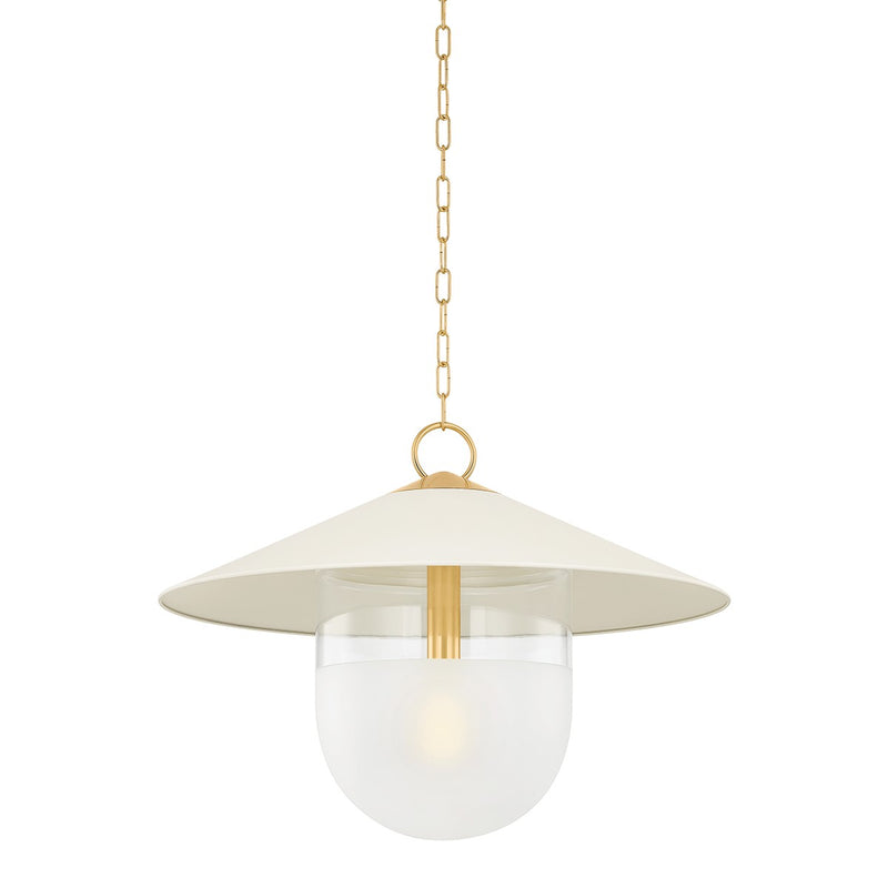 Ressi One Light Pendant in Aged Brass/Soft Cream