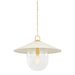 Ressi One Light Pendant in Aged Brass/Soft Cream