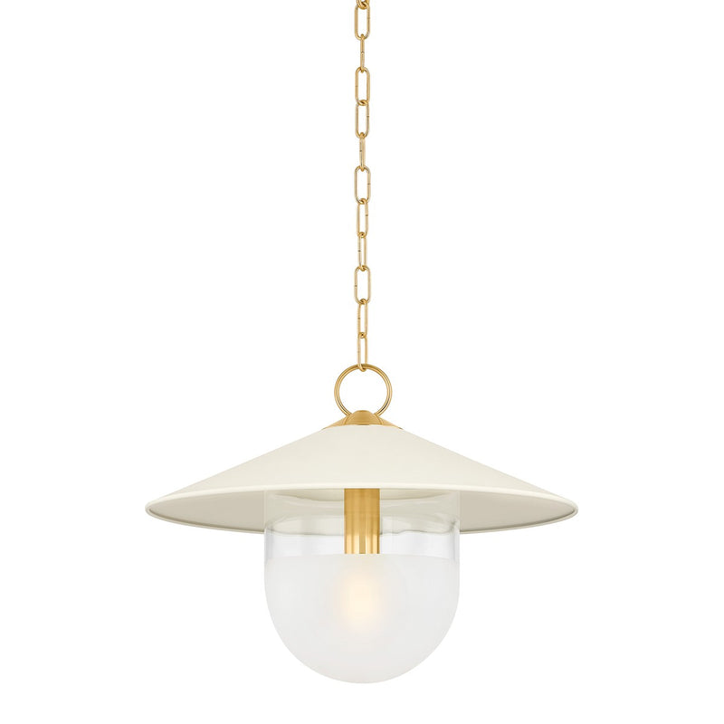 Ressi One Light Pendant in Aged Brass/Soft Cream