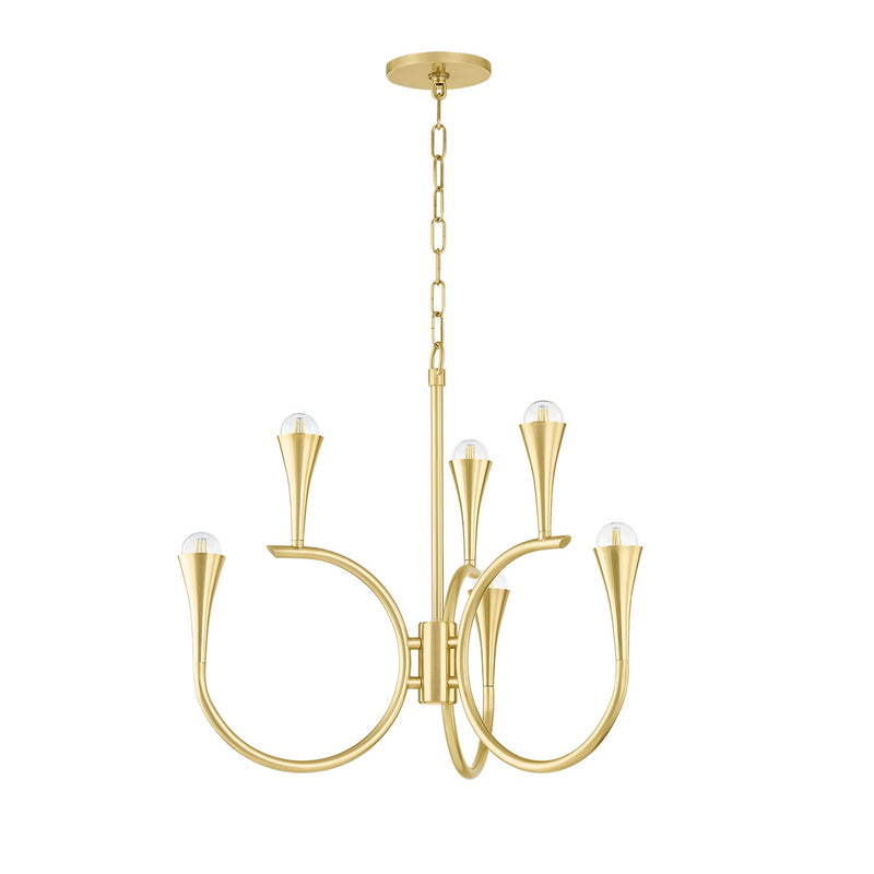 Aviana Six Light Chandelier in Aged Brass