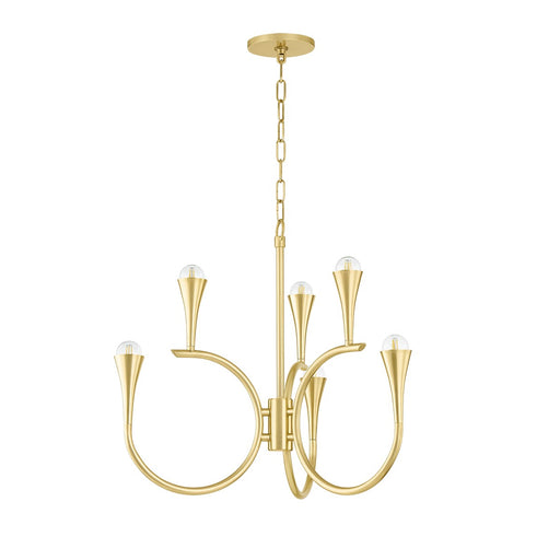 Aviana Six Light Chandelier in Aged Brass
