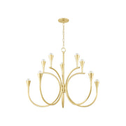 Aviana Ten Light Chandelier in Aged Brass
