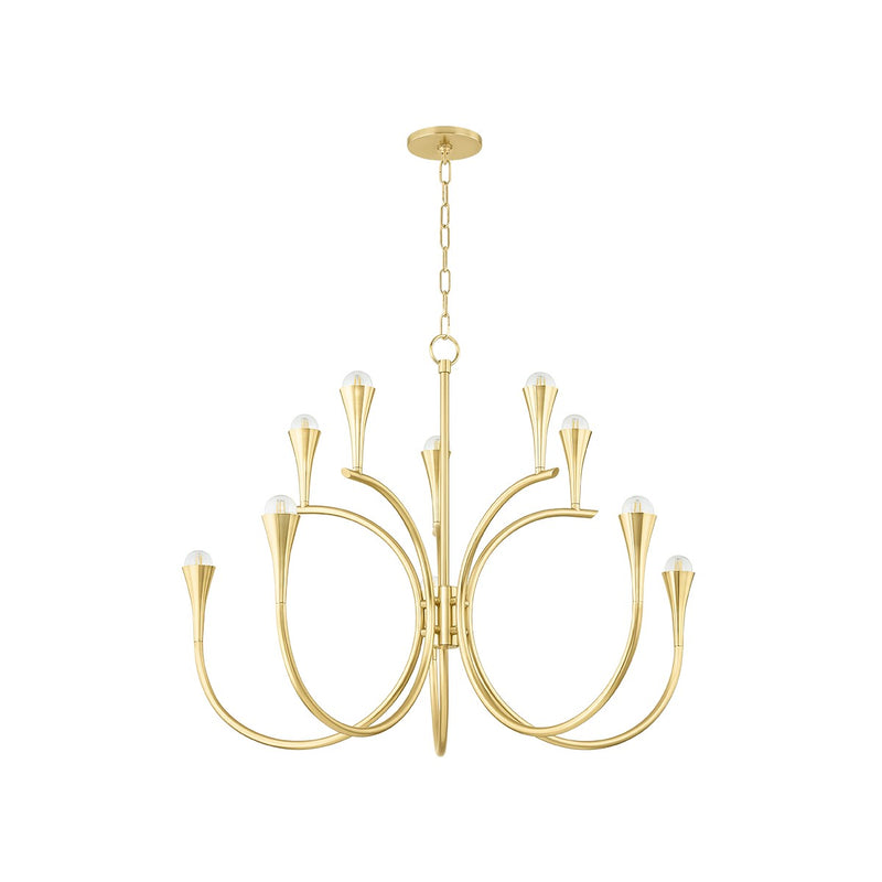 Aviana Ten Light Chandelier in Aged Brass - Lamps Expo