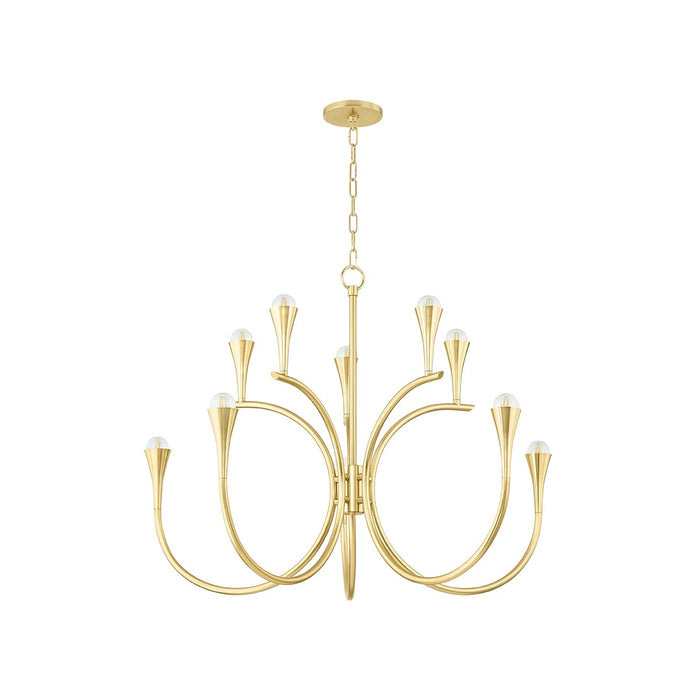 Aviana Ten Light Chandelier in Aged Brass - Lamps Expo
