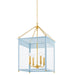 Rosalie Four Light Lantern in Aged Brass/Soft Arctic Blue