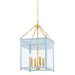 Rosalie Four Light Lantern in Aged Brass/Soft Arctic Blue