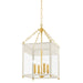Rosalie Four Light Lantern in Aged Brass/Soft Cream