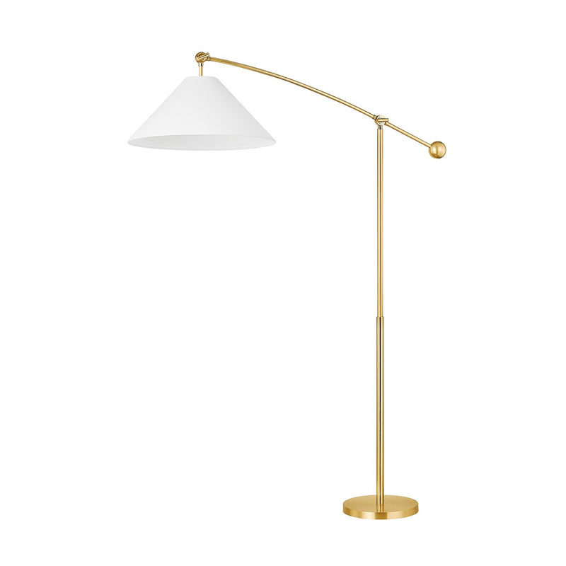 Birdie One Light Floor Lamp in Aged Brass