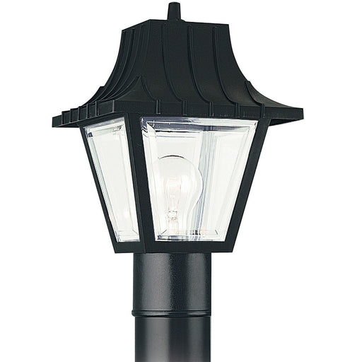 Polycarbonate Outdoor 11" Beveled Outdoor Post Light in Black