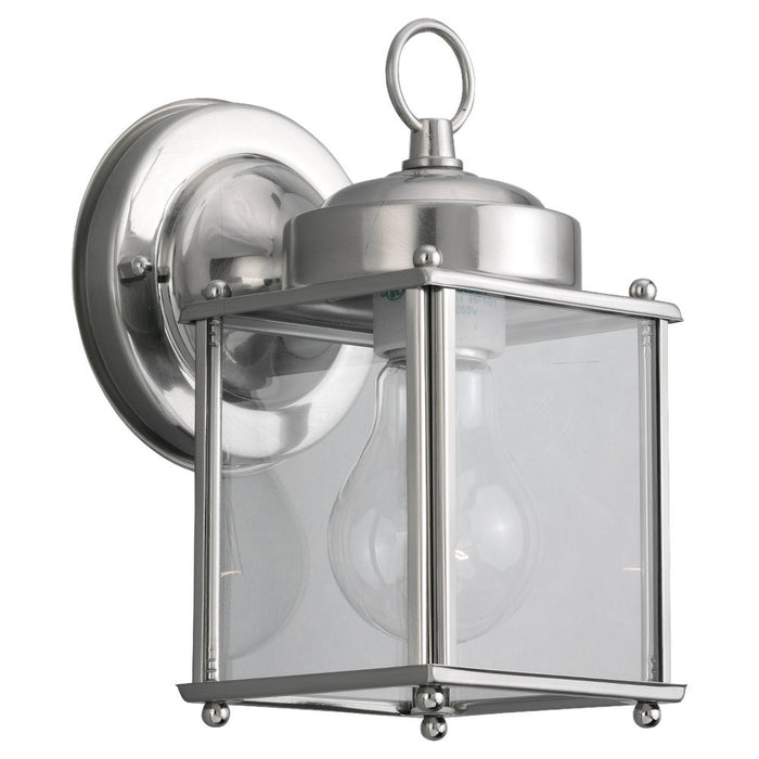 New Castle One Light Outdoor Wall Lantern in Antique Brushed Nickel