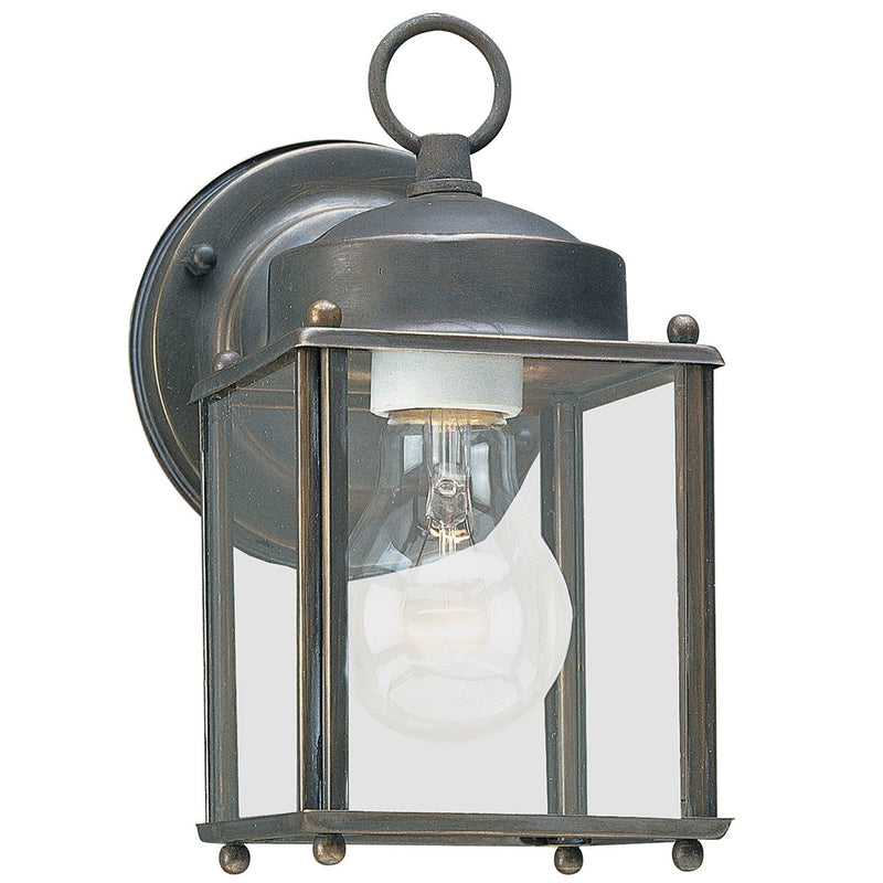 New Castle 8.25" Clear Glass Outdoor Wall Lantern in Antique Bronze