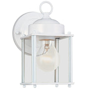 New Castle 8.25" Clear Glass Outdoor Wall Lantern in White