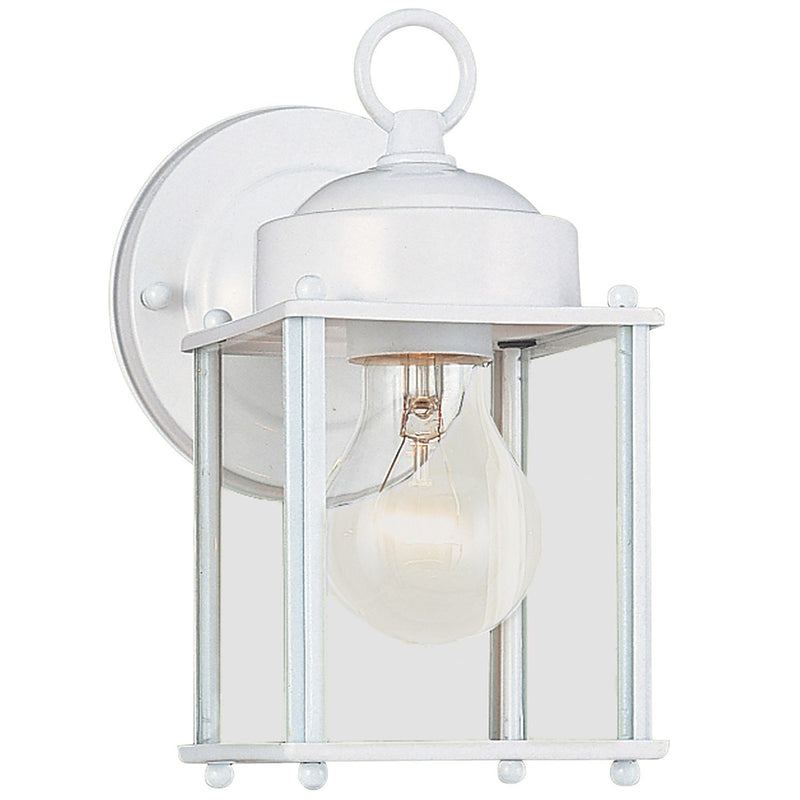 New Castle 8.25" Clear Glass Outdoor Wall Lantern in White