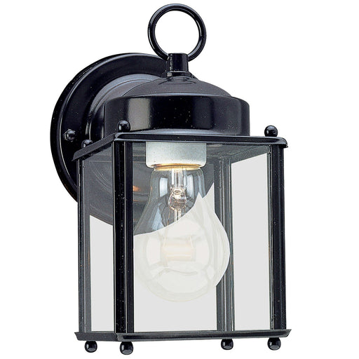 New Castle 8.25" Clear Glass Outdoor Wall Lantern in Black
