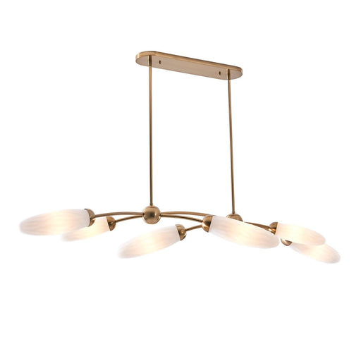 Crest 6-Light Linear Pendant in Winter Brass